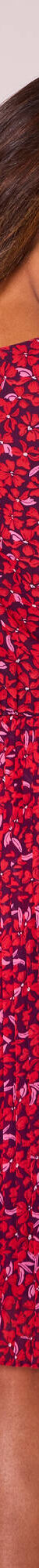 Robe imprimé fleuri, voile plissé (prune / rouge) Robe imprimé fleuri, voile plissé (prune / rouge)